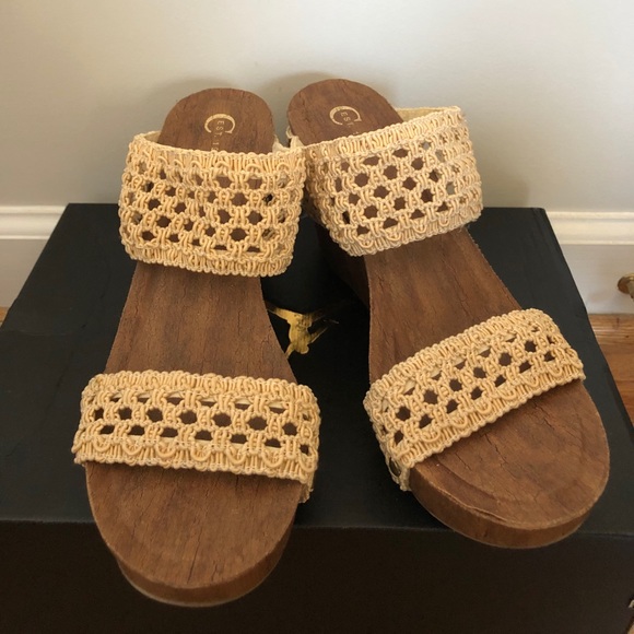 Women’s Wood finished open-toes wedge sandals - Picture 5 of 8